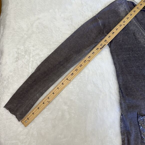 Princess Goes Hollywood Gray Long Sleeve V Neck Cotton/Cashmere Cardigan Sz 8/38 - Picture 11 of 12